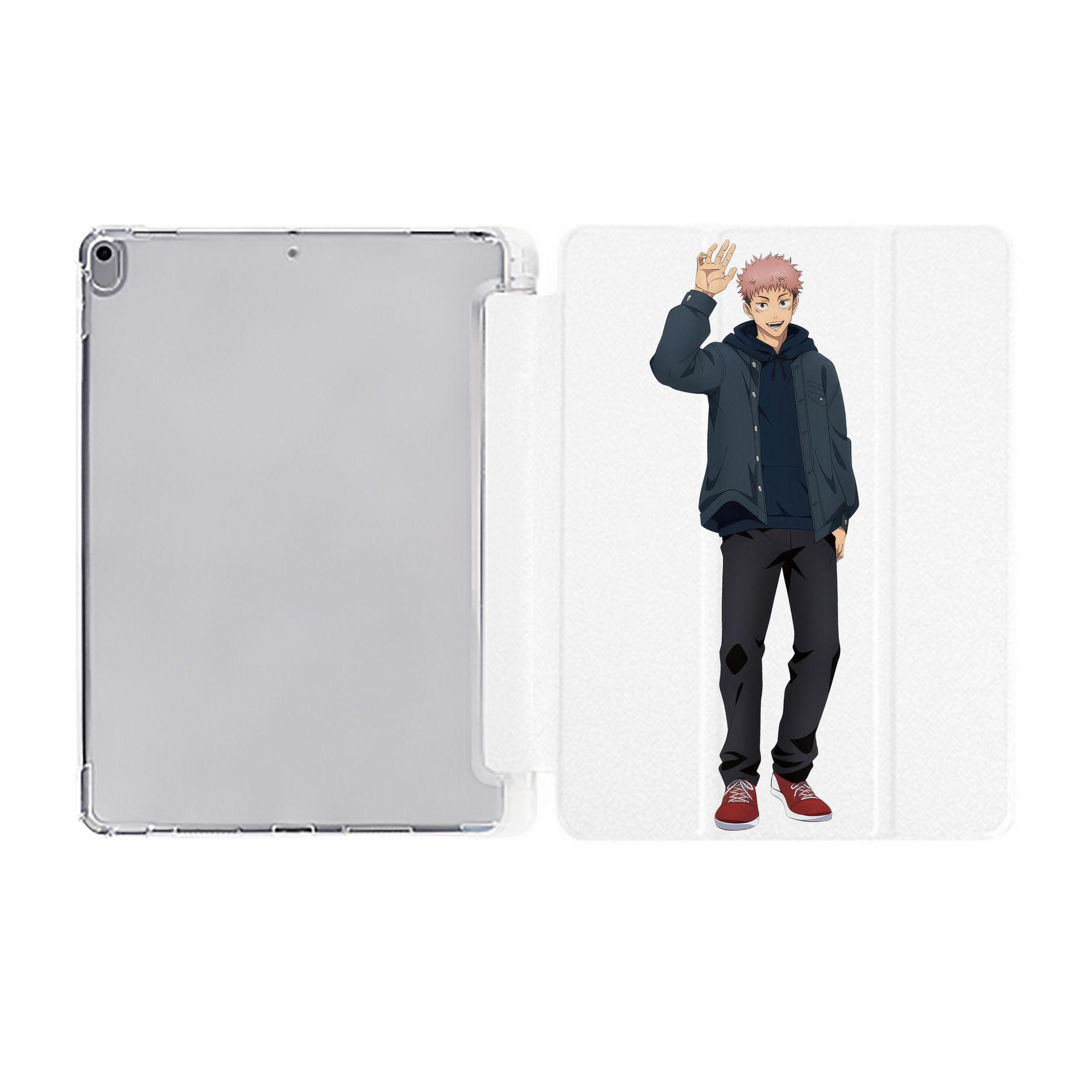 （画像用） 呪術廻戦 Jujutsu Kaisen IPad ケース ペン収納付き 三つ折りスタンド PUレザー×シリコン 対応機種9.5/10.5/10.9インチ